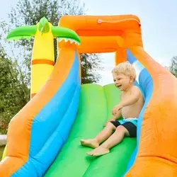 HOME DELUXE Hüpfburg Aufblasbarer Wasserpark VIVI - Hüpfburg mit Wasserrutsche & Planschbecken, ideal für Kinder ab 3 Jahren, max. Belastbarkeit 120 kg, für unvergessliche Sommertage im Garten.