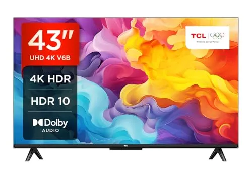 TCL 43V6B - 43 Zoll 4K Ultra HD HDR Smart TV, Dolby Audio für Kino-Klang und Google Assistant für bequeme Bedienung
