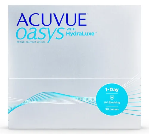 Johnson & Johnson Acuvue Oasys 1-Day Tageslinsen - 90er Packung - Kontaktlinsen mit UV-Schutz und Tear-Infused-Design für den ganzen Tag, ideal für einen aktiven Lebensstil ohne trockene Augen.