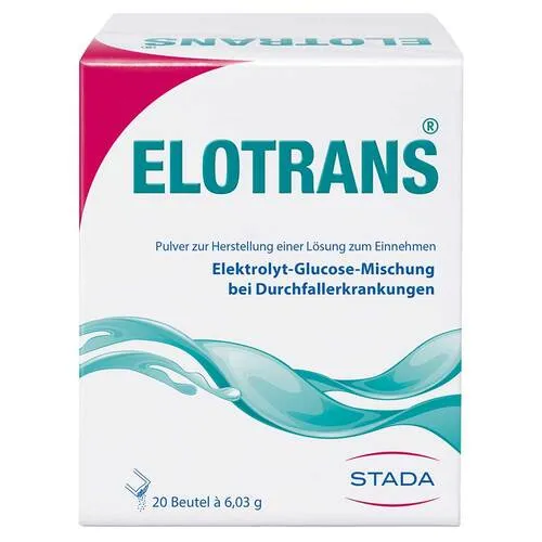 Elotrans Trinkpulver 20 Stück - Multivitamine zur Elektrolyt- und Flüssigkeitszufuhr bei Durchfall, ideal für schnelle Regeneration und Ausgleich von Salz- und Wasserverlusten.