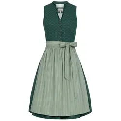 Nübler Trachtenkleid Midi Dirndl Frieda in Grün – Stilvoll und Traditionell - Trachtenmode, aus 100% Baumwolle, Größe 40, mit V-Ausschnitt und Knopfverschluss für einen eleganten Look auf jedem Fest.
