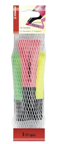 STABILO NEON 3er Set - Textmarker, gelb, grün, pink