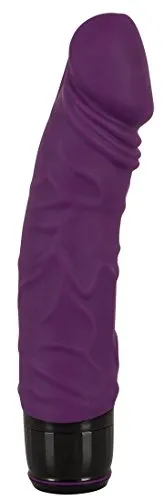 Vibra Lotus Penis - softer Vibrator mit Äderung und Eichel für sie, 7 unterschiedliche Vibrationsstufen, Stimulator aus Silikon, lila