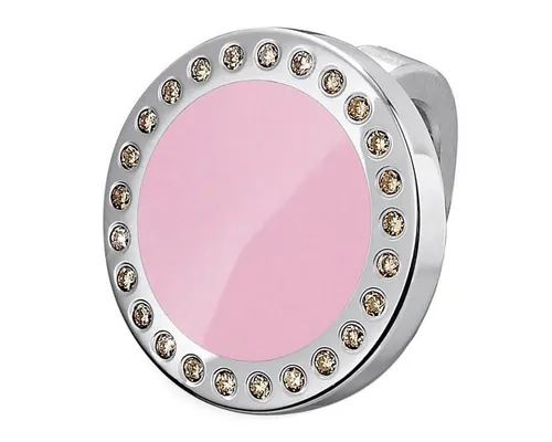 XEN Bead mit 25 Brillanten - Beads-Kategorie: Elegantes Wechselelement mit 25 cognacfarbenen Brillanten (0,125 ct.) und rosa Keramikeinlage, passend für 3-fach gewickelte Armbänder. Stilvoll verpackt!