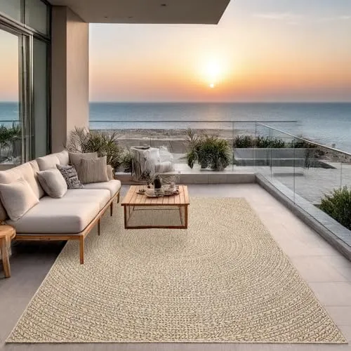 the carpet Kansas - Wetterfester In- und Outdoor Teppich im Jute-Look - Teppiche: Robuster und strapazierfähiger Teppich im natürlichen Jute-Look, perfekt für Terrasse und Garten, UV-beständig und vielseitig einsetzbar.