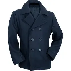 Mil-Tec US Navy Pea Coat XXL - Dunkelblau - Funktionsjacke mit Steppfutter, zweireihig geknöpft und stylischem Ankermotiv. Ideal für kalte Tage und maritime Looks.