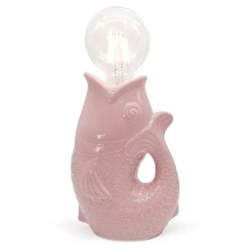 Mea-Living GmbH Lucia LED Tischleuchte Fisch, rosa H:17 cm mit Keramiksockel, batteriebetrieben - Maritime Tischlampe, Lampe, Moderner Deko Stil maritim, Tierleuchte