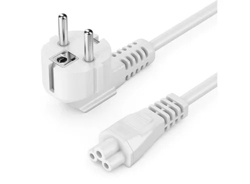 deleyCON deleyCON 2m Stromkabel Schutzkontakt Typ F 90° auf IEC C5 Buchse Weiß Stromkabel