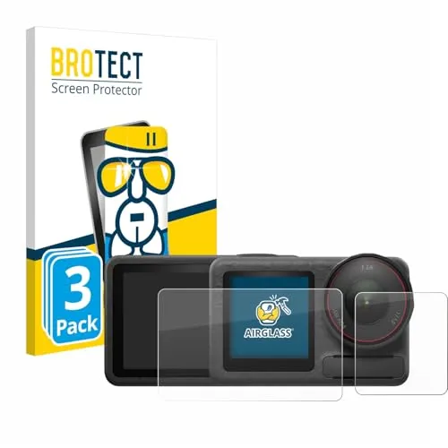 BROTECT Schutzglas für DJI Osmo Action 5 Pro (case-friendly) (3 Stück) Schutzfolie Panzer Folie Glas [Extrem Kratzfest 9H, Anti-Fingerprint, Ultra-Transparent]