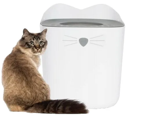 Catit PIXI JUMP-inn Katzentoilette Weiß - Katzentoilette mit oberem Eingang, designfreundlich und sauber! Verhindert das Streuen von Katzenstreu und ist leicht zu reinigen. Ideal für ein sauberes Zuhause.