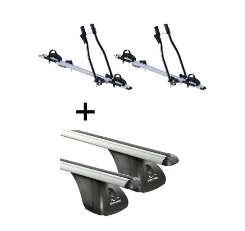 VDP Dachträger Set für Alfa Romeo Giulia (2016+) mit 2x Fahrradträger SAGITTAR - Dachgepäckträger Set mit 2 hochwertigen Fahrradträgern für den sicheren Transport von Fahrrädern auf dem Dach. Ideal für Alfa Romeo Giulia 4 Türer ab 2016, leicht zu montieren und abschließbar.