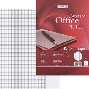 Landre Kanzleipapier 100050623 Office, kariert, mit Rand, A3 auf A4 gefalzt, 80g/qm, 250 Blatt