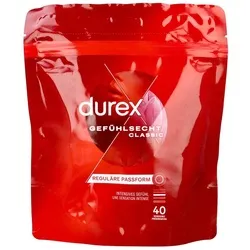 Durex Gefühlsecht classic Kondome - Dünne Kondome für intensives Gefühl, 56 mm reguläre Passform, dermatologisch getestet und mit angenehmem Geruch