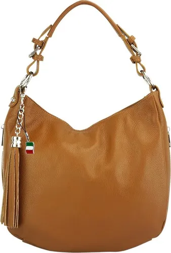 FLORENCE Schultertasche - Echtleder Damen Hobo Bag in Tan - Handtaschen aus echtem Leder, stilvolle Hobo Bag in tan-braun, ideal für den täglichen Gebrauch mit großzügigem Platz von 30x23x10cm.
