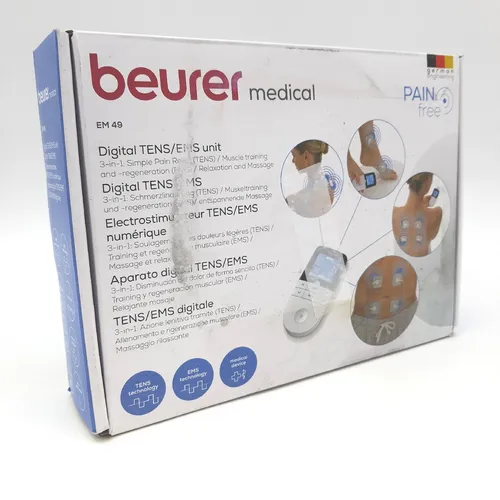 Beurer EM 49 Digital TENS EMS - 3-in-1 Reizstromgerät zur Schmerzlinderung, effektive Muskelstimulation und wohltuende Massage mit 64 Programmen und 4 Elektroden