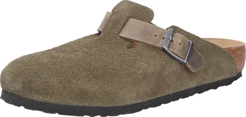Birkenstock Boston Wildleder Thymian Clogs - Grün - 43 - Wanderschuhe mit anatomischem Korkfußbett und verstellbarem Riemen für optimalen Komfort und Halt, ideal für Freizeit und Outdoor-Aktivitäten.