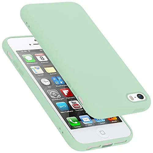 Cadorabo Hülle kompatibel mit Apple iPhone 5 / 5S / SE 2016 Hülle Silikon Handyhülle für iPhone 5 / 5S / SE 2016 Case aus flüssigem Silikon- Kratzfeste dünne TPU Schutzhülle - Liquid HELL GRÜN