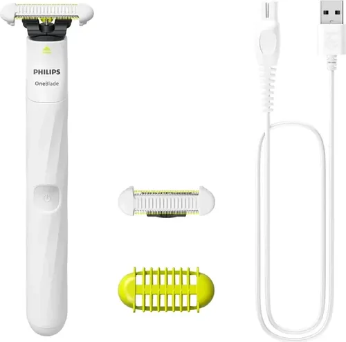 Philips OneBlade Intimate - Elektrischer Intimrasierer für Männer und Frauen - Elektrorasierer für Damen mit SkinProtect Klingen für sanfte Rasur ohne Hautirritationen, 100% wasserdicht und ideal für empfindliche Stellen.