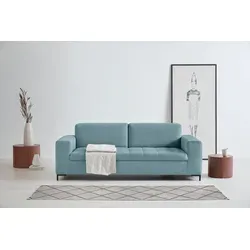 OTTO products 3-Sitzer Grazzo, zeitlos und elegant, moderne Sitzheftung, hochwertige Stoffe aus recyceltem Material, Steppung im Sitzbereich blau
