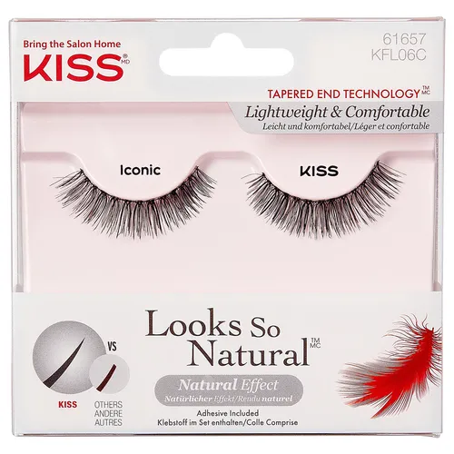 KISS Look So Natural Lashes Iconic - Künstliche Wimpern für natürliches Volumen, aus 100% Naturhaar, wiederverwendbar und ideal für Kontaktlinsenträger*innen – für einen atemberaubenden Glamour-Effekt!