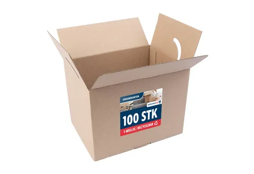 VERPACKUNGSFUXX Versandkarton Karton mit Automatikboden 185 x 135 x 140 mm, 100 Stk., Steckverschluss, 1-wellig, Päckchen