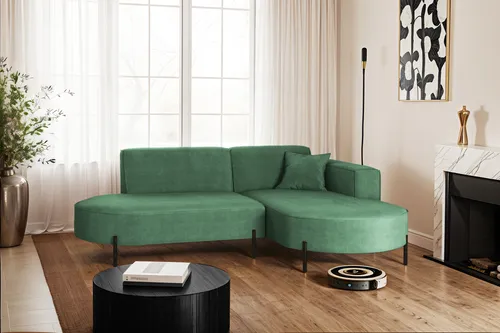 Kaiser Möbel Ecksofa, Sofa L-Form Designer Modena Rein stoff Noel Pistazien Rechts