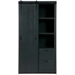 Schrank Barn aus Kiefernholz, Schwarz - Buffetschrank aus massiven Kiefernholz, stilvolles Design für Ordnung und Eleganz in jedem Raum – ideal für Ihr Zuhause.