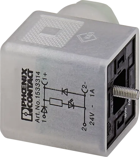Phoenix Contact SACC-V-3CON-PG9/A-PFL 12/24 Ventilstecker - 3-poliger Ventilstecker mit Bauform A und 1 LED, ideal für zuverlässige Verbindungen in industriellen Anwendungen.