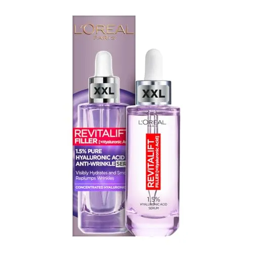 L'Oreal Paris Revitalift Filler - Anti-Falten Serum mit 1,5% Hyaluronsäure - Sonstige Gesichtspflegeartikel, intensiv feuchtigkeitsspendend und reduziert sichtbar Falten für eine prallere, jugendliche Haut.