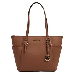 Michael Kors Charlotte Signature Large Top Zip Tote - eleganter Damen-Shopper aus Leder, mit goldfarbenen Beschlägen und praktischen Taschen für perfekten Komfort