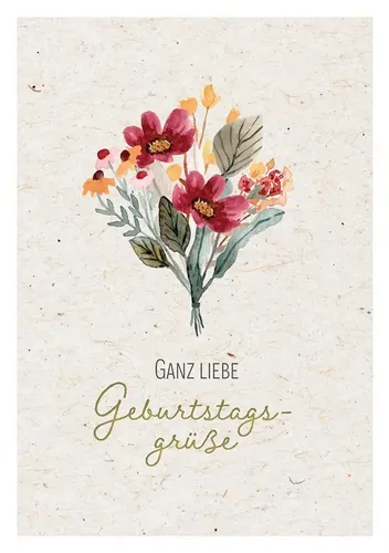Ganz liebe Geburtstagsgrüße Faltkarte - Faltkarte mit Umschlag, 16,2 x 11,4 cm, auf hochwertigem Naturpapier gedruckt und mit edler Goldfolie veredelt – perfekt für besondere Geburtstagswünsche.