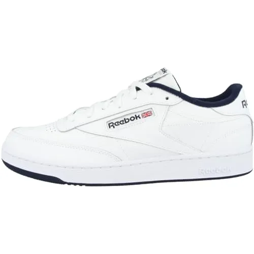 Reebok Herren Club C 85 Sneaker - Int White Navy, 40 EU - Herren-Sneaker mit flachem Gummiverschluss und bequemem Textil-Innenmaterial, ideal für lässige Looks und den täglichen Gebrauch.