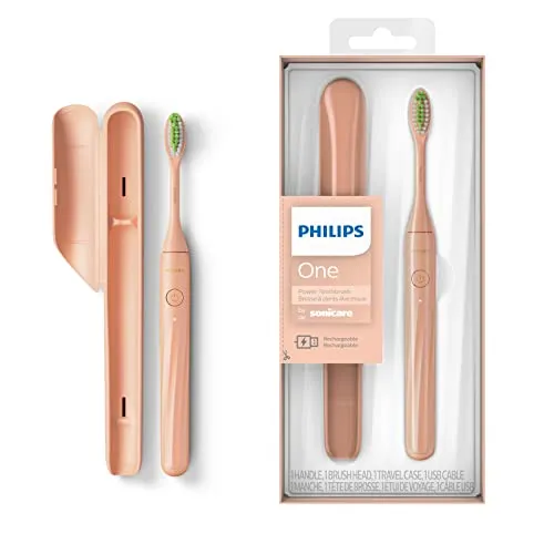 Philips One elektrische Zahnbürste HY1200/25 - USB-Ladung, Silber - Elektrische Zahnbürste mit 13.000 Mikrovibrationen für optimale Reinigung und Politur. Ideal für unterwegs dank kompakter Reisetasche und einer Akkulaufzeit von bis zu 30 Tagen.