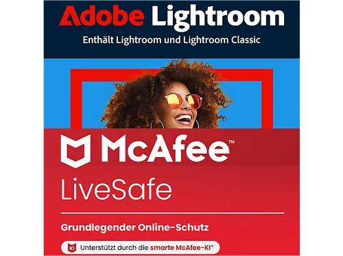 Adobe Lightroom 1TB 1Y + McAfee LiveSafe - Multiplattform - Leistungsstarke Multiplattform-Software für kreative Fotobearbeitung und sichere Online-Nutzung mit umfassendem Schutz durch McAfee.