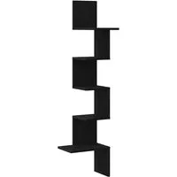 vidaXL Wand-Eckregal Schwarz 32x32x127,5 cm - Schweberegal aus robustem Holzwerkstoff, platzsparendes Design zur Maximierung der Bodenfläche und ideal für die Aufbewahrung von Dekorationen und Sammlungen.