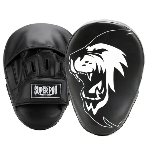 Super Pro Handpratzen Curved PU Schwarz - Hochwertige Boxpratzen aus Kunstleder für effektives Training. Ideal für den Einsatz im Boxen und Kampfsport, bieten sie optimalen Schutz und Komfort.