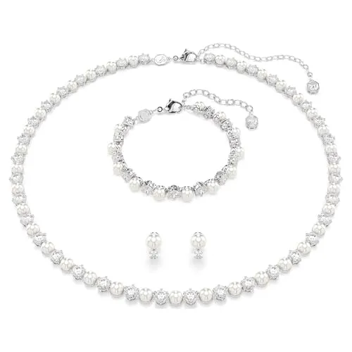 Swarovski Matrix Set 5742040 - Elegantes Schmuckset mit Halskette, Armband und Ohrsteckern - Stilvolles Schmuckset aus Kristallen und Cubic Zirkonia. Die verstellbare Halskette und das Armband bieten perfekten Tragekomfort für besondere Anlässe.