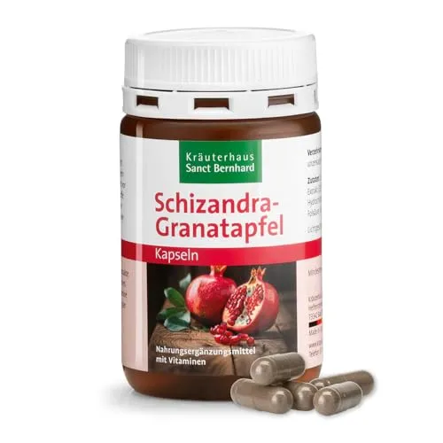 Sanct Bernhard Schizandra-Granatapfel-Kapseln mit Ellagsäure, Vitamin B6, B12, Folsäure 90 Kapseln