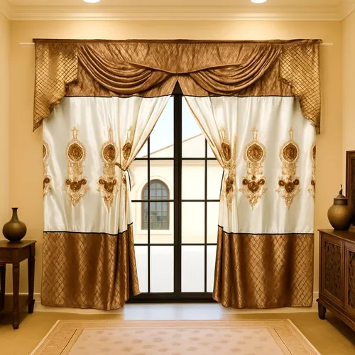 Gardinen by Justyna Verdunkelungsvorhang Barock, Braun mit Muster - Fertiggardinen im Barockstil aus hochwertigem Polyester, ideal für effektive Verdunkelung und stilvolle Raumgestaltung.