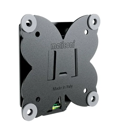 Meliconi Slimstyle Plus 100 S, Feste TV-Wandhalterung, auch geeignet für Gipskarton, für TV von 14 Zoll bis 32 Zoll, Vesa 75-100, hergestellt in Italien