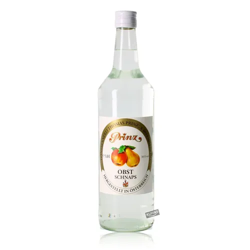 Prinz Obstschnaps 38 % vol - Obstbrände aus Äpfeln und Birnen, 1,0 Liter Flasche, voller Geschmack mit 38% Vol. Alkohol – ideal für Genießer und besondere Anlässe.