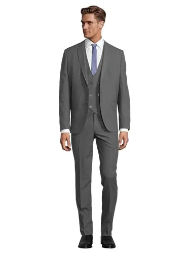 Steffen Klein Herren Anzug - Dreiteiler - Slim Fit - Größe 102 - Grau - Eleganter Dreiteiler im Slim Fit für stilvolle Auftritte. Der elastische Stoff sorgt für hohen Tragekomfort und perfekte Passform. Ideal für Business und besondere Anlässe. Hochwertige Verarbeitung garantiert Langlebigkeit.