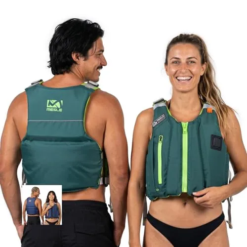 MESLE SUP & Kajak Schwimmweste Ara 50N Unisex 50–120 kg – Full-Back Design, mit Tasche & Handyhülle | Leichte Schwimmhilfe Damen & Herren für Stand Up Paddling, Paddeln, Angeln & Wassersport