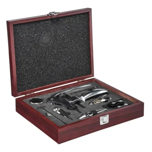 TLG. Weinset 10-teilig - Sommelier Set - Sommelier-Set mit 10 hochwertigem Zubehör für den perfekten Weingenuss, verpackt in einer edlen Holzbox - das ideale Geschenk für Weinliebhaber.