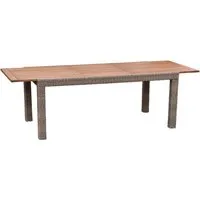 Merxx Geflechtausziehtisch 180 (240) x 100 cm - Gartentisch mit ausziehbarer Tischplatte aus Akazienholz, ideal für gesellige Stunden im Freien. Robust durch pulverbeschichtetes Aluminiumgestell und pflegeleichtes Kunststoffgeflecht.