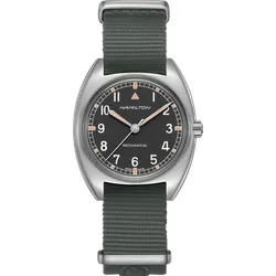 Hamilton Khaki Aviation Pilot Pioneer H76419931 - 36mm - Herrenuhren mit mechanischem Uhrwerk, sportlichem Design und strapazierfähigem Textilarmband für Abenteuer und Alltag.