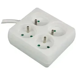 Perel Steckdosenleiste, 4 Steckdosen Typ E, Kabel 1.5 m, 3G1.5, Innenbereich, quadratisch, Weiß