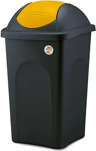 Abfalleimer Multipat 60 l, schwarz, gelber Deckel