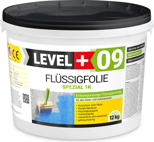 Dichtfolie 12kg Flüssigfolie Bad und Balkon Abdichtung Wasserdicht LEVEL+ RM09