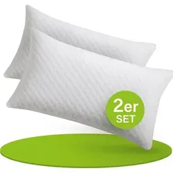 Juskys Kissen 40x80 cm - 2er Set Kopfkissen mit Memory-Foam Füllung, atmungsaktiv und waschbarer Bezug für erholsame Nächte
